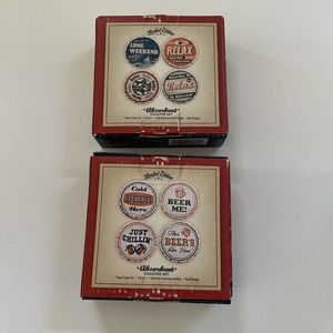2 Boxes of Absorbent Coaster Sets Limited Edition BEER THEMED Ceramic Home Decor